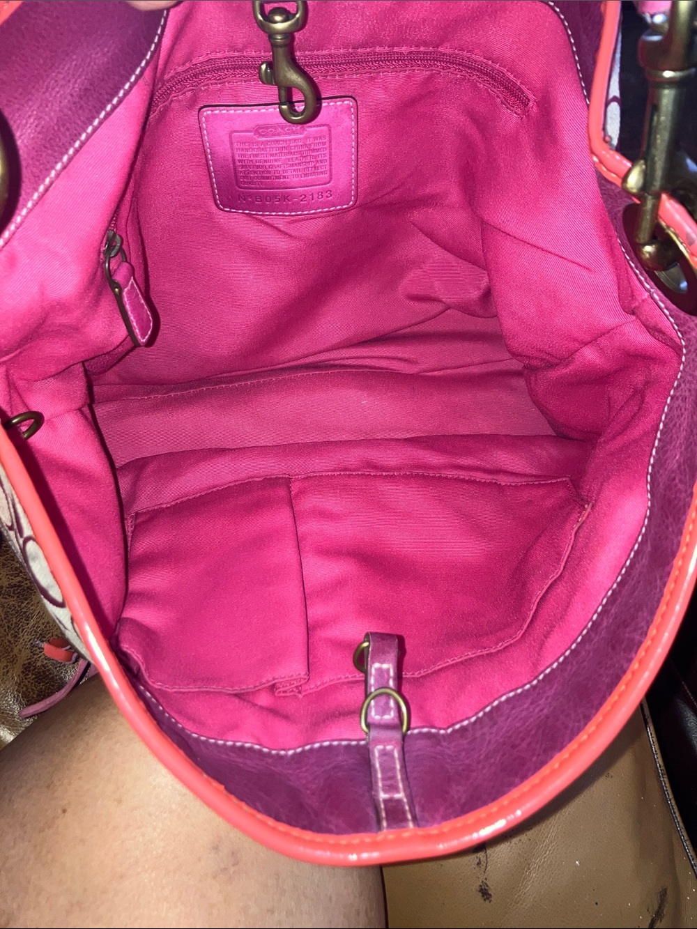 Coach Tie Dye 2005 distressed Pink metallic Signature C Y2K hobo bag - Picture 14 of 16